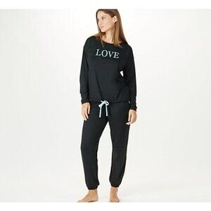 AneBody Regular Lush Jersey Winter Script Lounge Set JetBlack/Love Size 1X